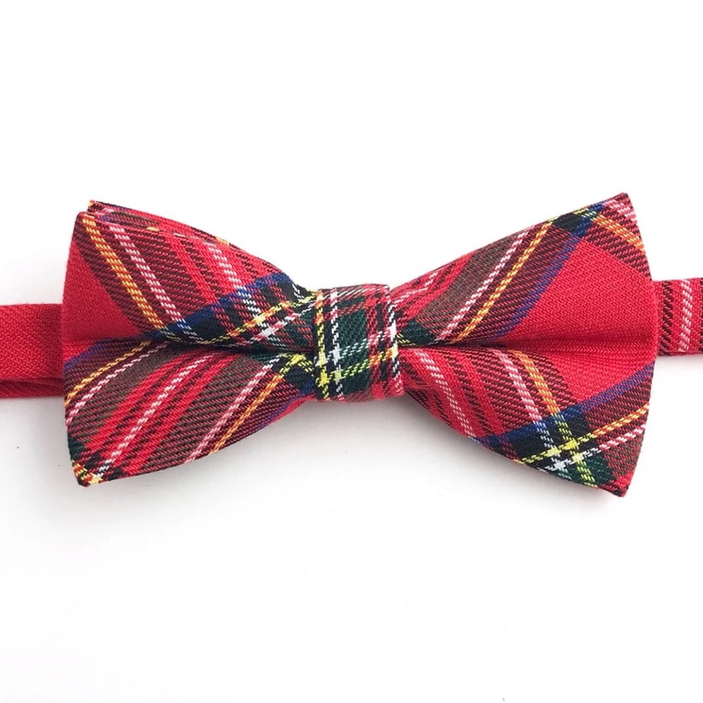 Men’s Red Tartan Party Style Pre-Tied Bow tie